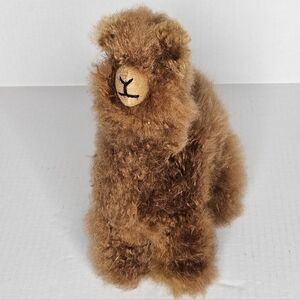 OVERLAND Alpaca Plush Made Of Alpaca Fur 10" Tall Caramel Color Handstiched Nose